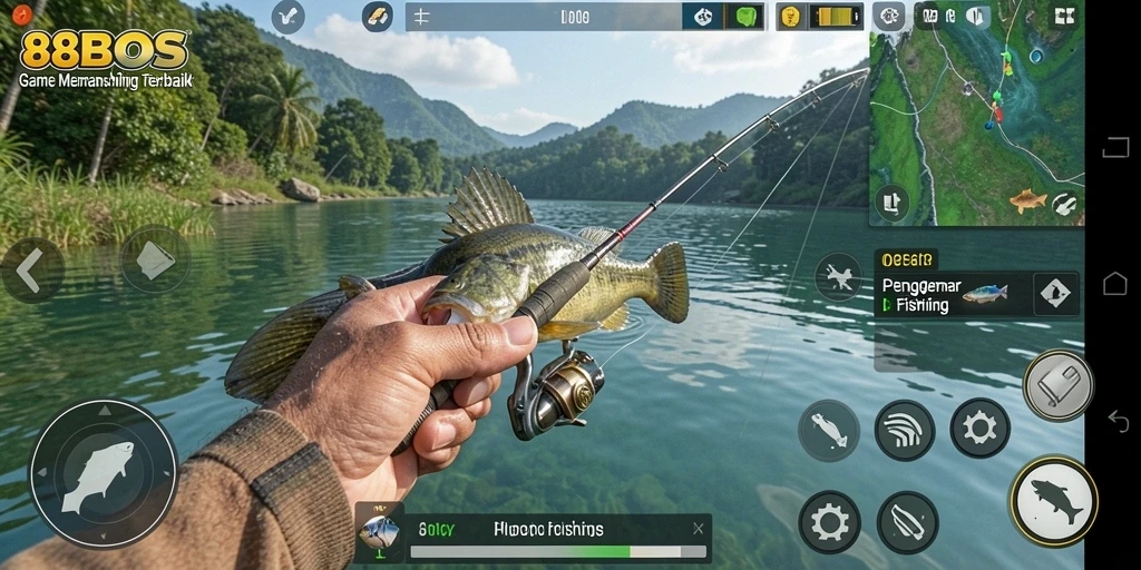 Tampilan gameplay 88BOS dengan aksi memancing yang dinamis.