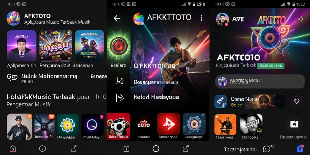 Tampilan utama AFKTOTO menampilkan berbagai lagu dan fitur musik.