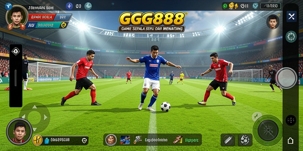 Screenshot gameplay GGG888 menunjukkan aksi sepak bola yang mendebarkan.