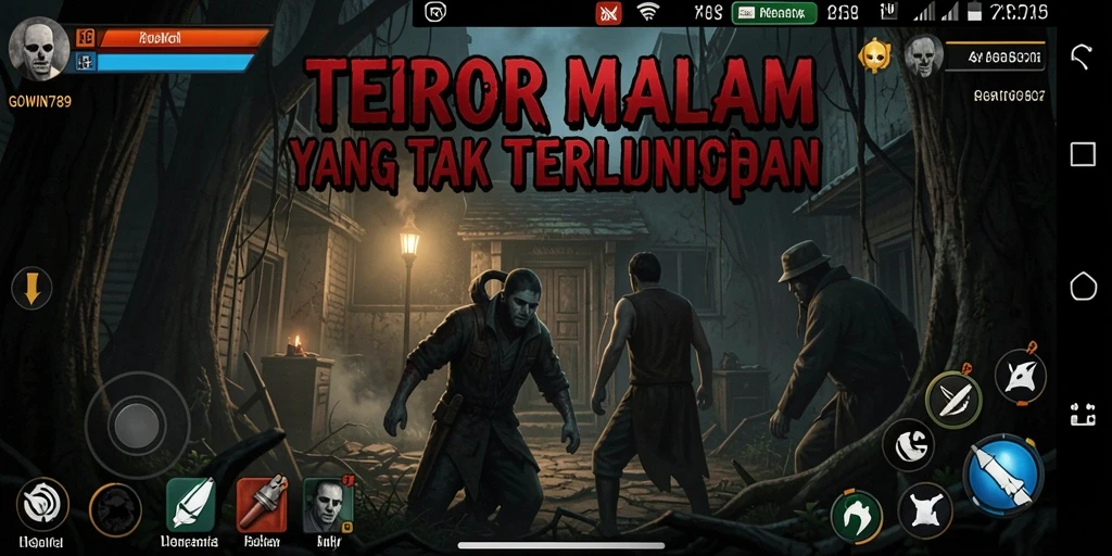 Screenshot utama GOWIN789 menampilkan suasana menyeramkan dalam gameplay.