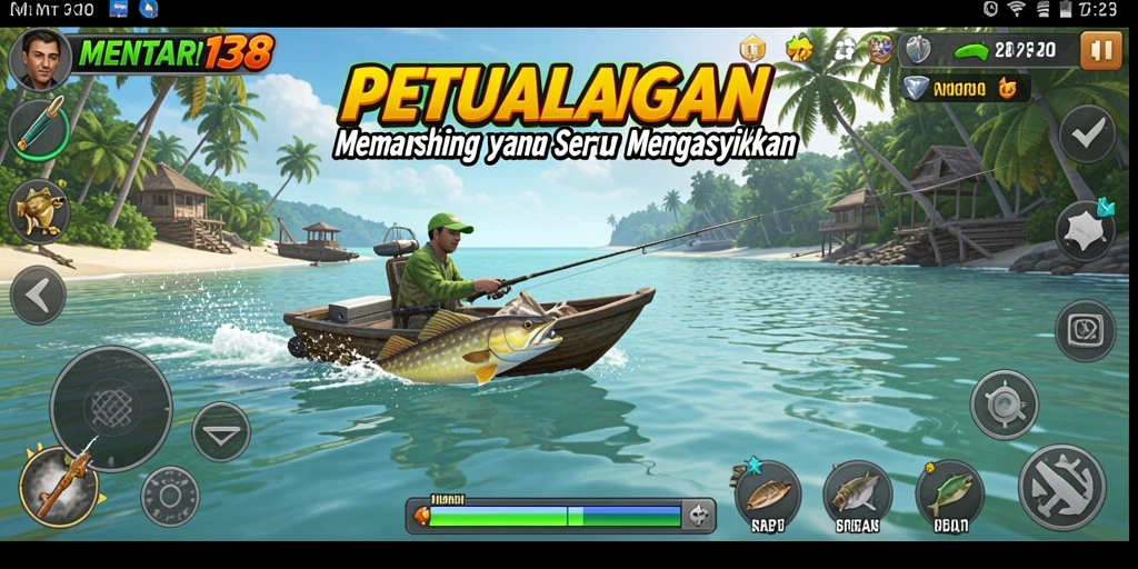 Gameplay MENTARI138 menampilkan aksi memancing yang mendebarkan dan indah.