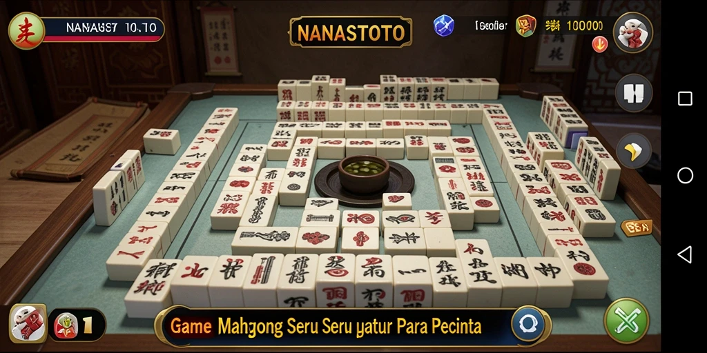 Screenshot utama NANASTOTO menampilkan gameplay Mahjong yang menantang dan seru.