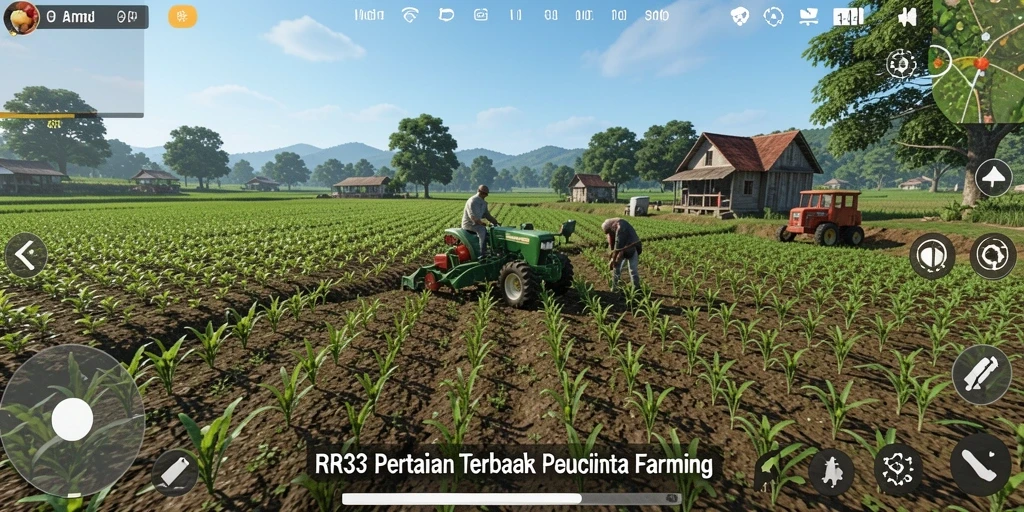 Tangkapan layar utama RR33 menampilkan gameplay pertanian yang menarik.