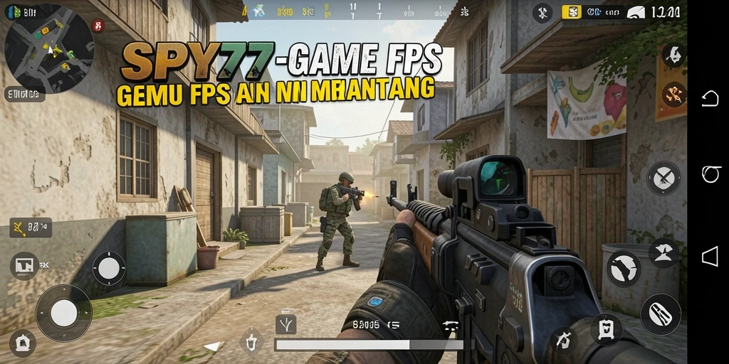 Tampilan gameplay SPY77 yang penuh aksi dan tembak-menembak intens.
