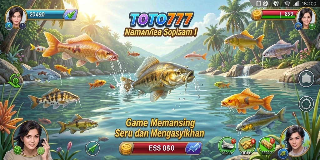 Tampilan seru gameplay TOTO777 dengan aksi memancing yang mendebarkan.
