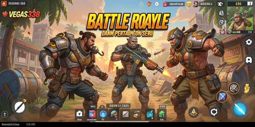 Tampilan gameplay seru di VEGAS338 dalam pertarungan Battle Royale.