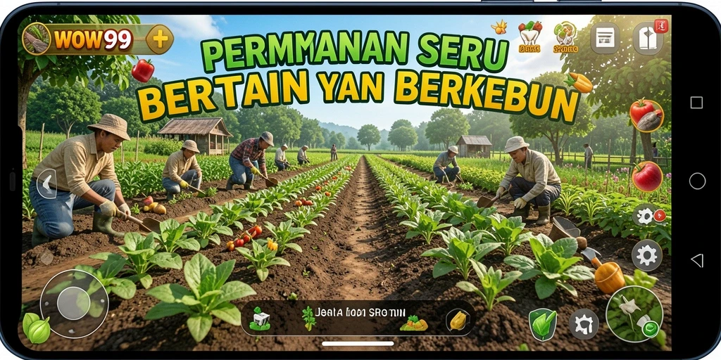 Tangkapan layar WOW99 menampilkan gameplay seru bertani yang menggembirakan.